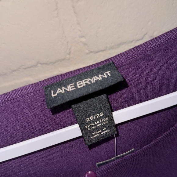 Lane Bryant sweater knit purple 3/4 sleeves key hole front lightweight NEW - Picture 3 of 3